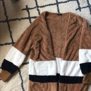 Colorblock Teddy Coat